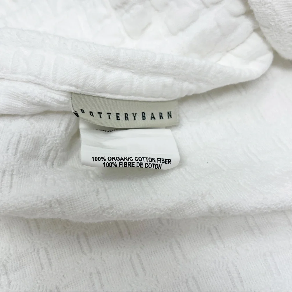 POTTERY BARN White Organic Cotton Textured Heavy Windowpane Textured Euro Sham